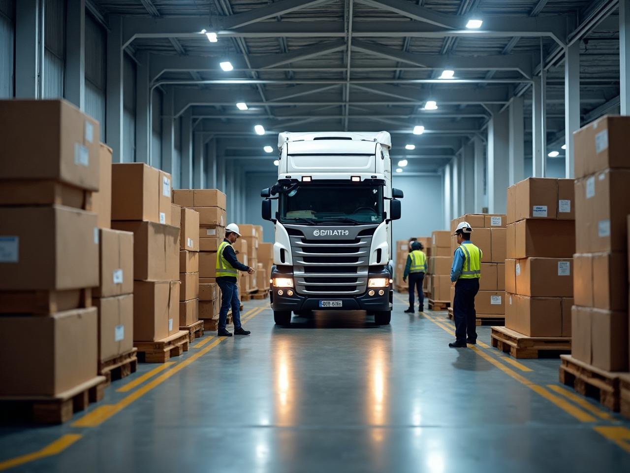 Caminhão em galpão